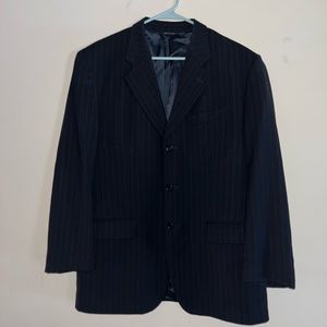 Gianni Manzoni Vintage Wool Black Pinstripe Suit Jacket Blazer, Size 40R Men's